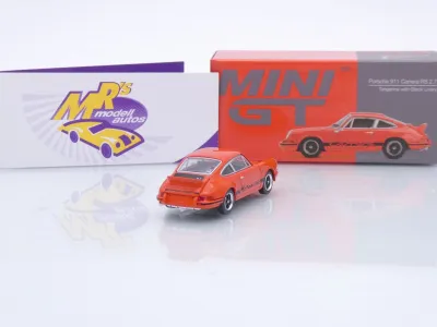 Preview: TSM MINI GT MGT01142-L # Porsche 911 Carrera RS 2.7 1973 LHD " orange-schwarz ( Tangerine with Black Livery ) " 1:64