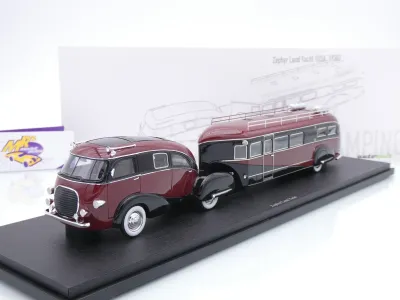 Autocult 09023-1 # Zephyr Land Yacht Motorhome Baujahr 1936 " rot-schwarz " 1:43