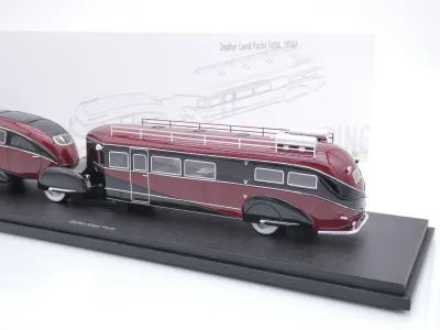 Preview: Autocult 09023-1 # Zephyr Land Yacht Motorhome Baujahr 1936 " rot-schwarz " 1:43