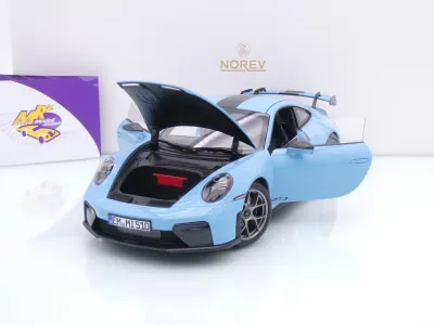 Preview: Norev 187000 # Porsche 911 (992) GT3 Weissach Baujahr 2025 " Gulfblau " 1:18