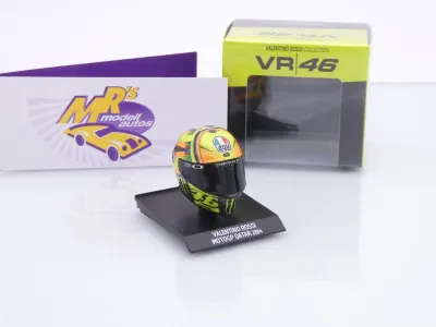 Preview: Minichamps 315140056 # AGV Fahrerhelm MotoGP Qatar 2014 " Valentino Rossi " 1:10