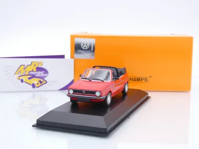 Preview: Maxichamps 940055181 # Volkswagen VW Golf 1 Cabrio 1979 rot " Erdbeerkörbchen " 1:43