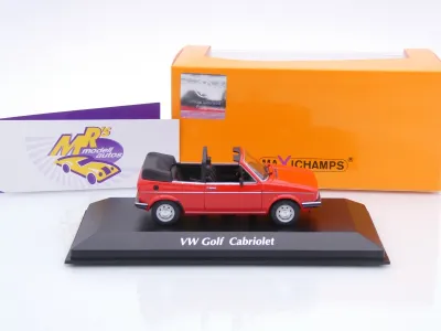 Preview: Maxichamps 940055181 # Volkswagen VW Golf 1 Cabrio 1979 rot " Erdbeerkörbchen " 1:43
