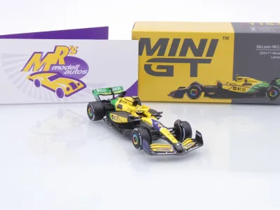 Preview: TSM Mini GT MGT01164-L # McLaren MCL38 F1 #4 4th Monaco GP 2024 " Lando Norris " 1:64