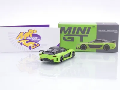 Preview: TSM MINI GT MGT01223-L # Mazda RX-7 VeilSide Fortune7 Baujahr 2012 " grün-schwarz " 1:64