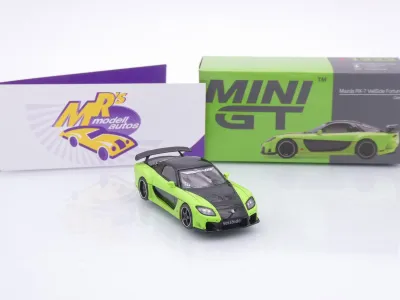 Preview: TSM MINI GT MGT01223-L # Mazda RX-7 VeilSide Fortune7 Baujahr 2012 " grün-schwarz " 1:64