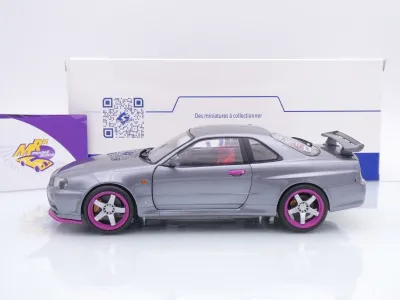 Preview: Solido S1804310 # Nissan Skyline GTR (R34) Baujahr 1999 " silbergrau-lila " 1:18