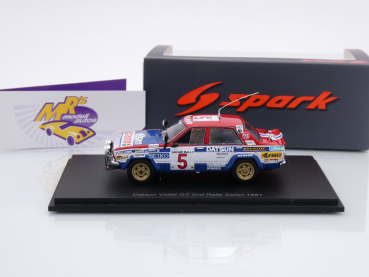 Preview: Spark S7772 # Datsun Violet GT Nr.5 2nd Safari Rallye 1981 " L. Drews " 1:43