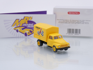 Preview: Wiking 0352 03 # Opel Blitz Pritschen-LKW Baujahr 1952-60 gelb " Dunlop " 1:87