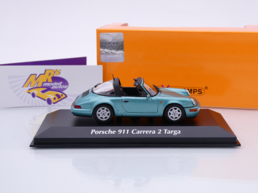 Preview: Maxichamps 940061364 # Porsche 911 Carrera 2 Targa Baujahr 1991 " türkisgrünmetallic " 1:43