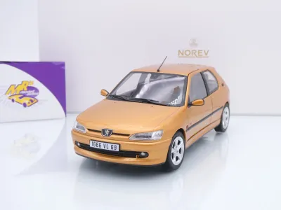 Norev 184940 # Peugeot 306 S16 Baujahr 1997 " goldmetallic / Blaze Yellow " 1:18