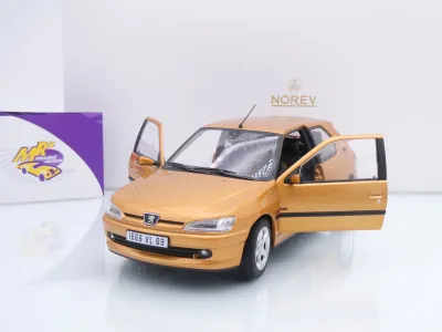 Preview: Norev 184940 # Peugeot 306 S16 Baujahr 1997 " goldmetallic / Blaze Yellow " 1:18