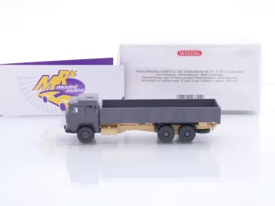 Preview: Wiking 0433 11 # Magirus 235 D Hochbordpritschen-LKW Baujahr 1963-71 grau " Transeuropa " 1:87