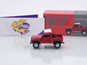 Preview: TSM MINI GT MGT00323-L # Land Rover Defender 90 Pickup LHD " rot-weiß " 1:64