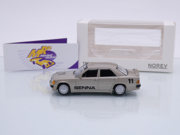 Preview: Norev 351196 # Mercedes-Benz 190E W201 Baujahr 1982 goldmetallic  " Senna Edition " 1:43