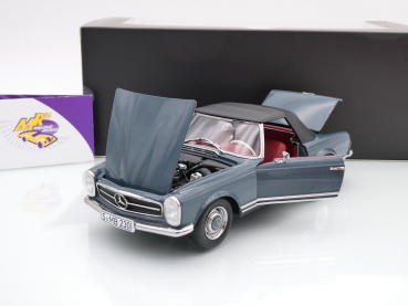 Preview: Norev B66040681 # Mercedes-Benz 230 SL Pagode Cabriolet Baujahr 1963 " blaugrau " 1:18