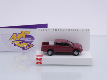 Preview: Busch 52843 # Ford Ranger Pick-Up mit Alukiste Baujahr 2012 " weinrot " 1:87