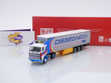 Herpa 316729 # Scania 142 Gardinenplanen-Sattelzug " Dissegna (Italien) " 1:87