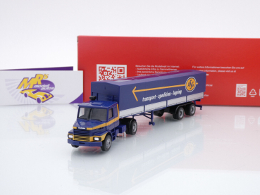 Herpa 317061 # Scania Hauber Pritsche-/Planen-Sattelzug " ASG Spedition " 1:87