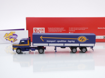 Preview: Herpa 317061 # Scania Hauber Pritsche-/Planen-Sattelzug " ASG Spedition " 1:87
