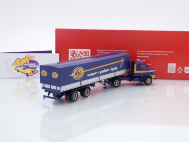 Preview: Herpa 317061 # Scania Hauber Pritsche-/Planen-Sattelzug " ASG Spedition " 1:87