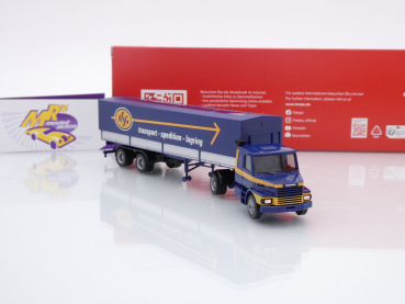 Preview: Herpa 317061 # Scania Hauber Pritsche-/Planen-Sattelzug " ASG Spedition " 1:87