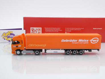 Preview: Herpa 317344 # Iveco S-Way LNG Koffer-Sattelzug 15m " Gebrüder Weiss " 1:87