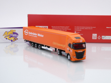 Preview: Herpa 317344 # Iveco S-Way LNG Koffer-Sattelzug 15m " Gebrüder Weiss " 1:87