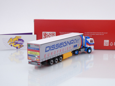 Preview: Herpa 316729 # Scania 142 Gardinenplanen-Sattelzug " Dissegna (Italien) " 1:87