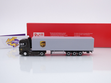 Preview: Herpa 317009 # Scania CR 20 HD mit zwei Koffer-Aufliegern " UPS Spanien " 1:87
