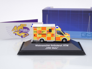 Preview: Rietze 76170 # Mercedes-Benz Was RTW 18 Einsatzwagen " DRK Wehr " 1:87 in PC-Box