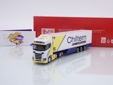 Herpa 316712 # Scania CS 20 HD 6x2 Kühlkoffer-Sattelzug " Chiltern LTD " 1:87