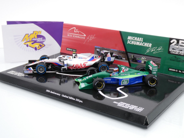 Preview: Minichamps 512213247 # 2er Set 30th Aniversary Belgien GP 1991 # 2021 " Michael Schumacher - Mick Schumacher " 1:43