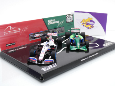 Preview: Minichamps 512213247 # 2er Set 30th Aniversary Belgien GP 1991 # 2021 " Michael Schumacher - Mick Schumacher " 1:43