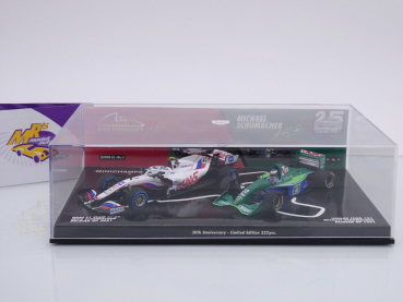 Preview: Minichamps 512213247 # 2er Set 30th Aniversary Belgien GP 1991 # 2021 " Michael Schumacher - Mick Schumacher " 1:43