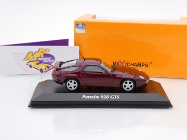 Preview: Maxichamps 940068104 # Porsche 928 GTS Baujahr 1991 " dunkelrotmetallic " 1:43