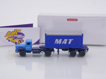 Preview: Wiking 0526 04 # Scania Containersattelzug 20' Baujahr 1974-80 blau " MAT " 1:87