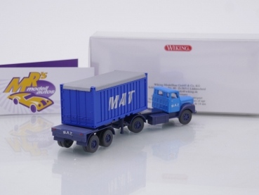 Preview: Wiking 0526 04 # Scania Containersattelzug 20' Baujahr 1974-80 blau " MAT " 1:87