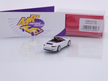 Preview: Herpa 038843-002 # Porsche 911 R Carrera 2 Cabrio Baujahr 2019 " weißmetallic " 1:87