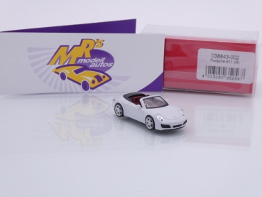 Preview: Herpa 038843-002 # Porsche 911 R Carrera 2 Cabrio Baujahr 2019 " weißmetallic " 1:87