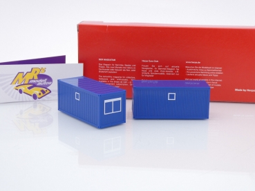 Preview: Herpa 053600-003 # 2er Set Baucontainer 20f. " enzianblau " 1:87