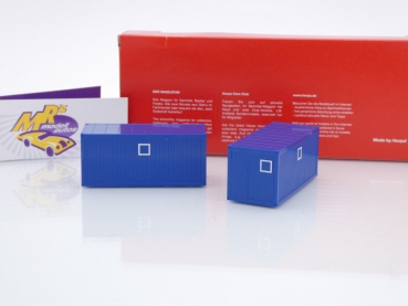 Preview: Herpa 053600-003 # 2er Set Baucontainer 20f. " enzianblau " 1:87