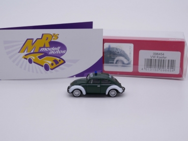 Preview: Herpa 096454 # Volkswagen Käfer Einsatzfahrzeug grün-weiß " Polizei " 1:87 NEU