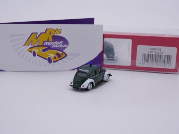 Preview: Herpa 096454 # Volkswagen Käfer Einsatzfahrzeug grün-weiß " Polizei " 1:87 NEU