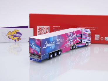 Preview: Herpa 315357 # DAF XG+ Kühlkoffer-Sattelzug " 30 Jahre Longa - Italien " 1:87