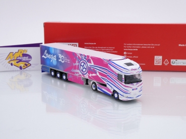 Preview: Herpa 315357 # DAF XG+ Kühlkoffer-Sattelzug " 30 Jahre Longa - Italien " 1:87