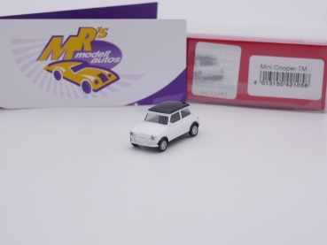 Herpa 421058 # Mini Cooper Klassik PKW in " weiß mit schwarzem Dach " 1:87 NEU