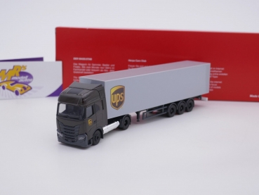 Herpa 315036 # Iveco S-Way LNG Koffer-Sattelzug braun-grau " UPS " 1:87
