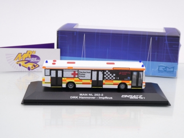 Preview: Rietze 75027 # MAN NL 202-2 Impfbus " Deutsches Rotes Kreuz (DRK) Hannover / Einsatz Serie " 1:87