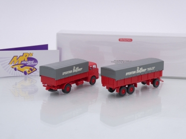 Preview: Wiking 0412 03 # Henschel (HS 14/16) 2-3 achs Pritschenhängerzug Baujahr 1961-65 " Spedition Beißner " 1:87